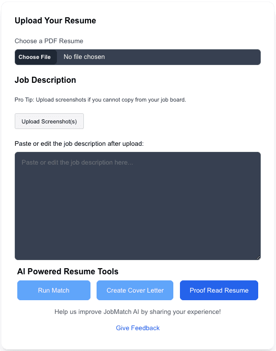 Screenshot of ResumeMatch AI